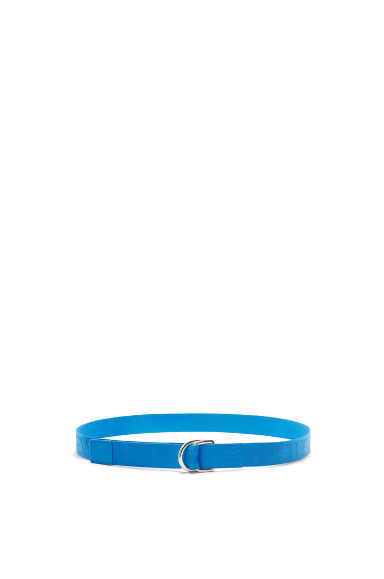 LOEWE D-ring webbing belt in nylon and calfskin Arctic Blue/Palladium