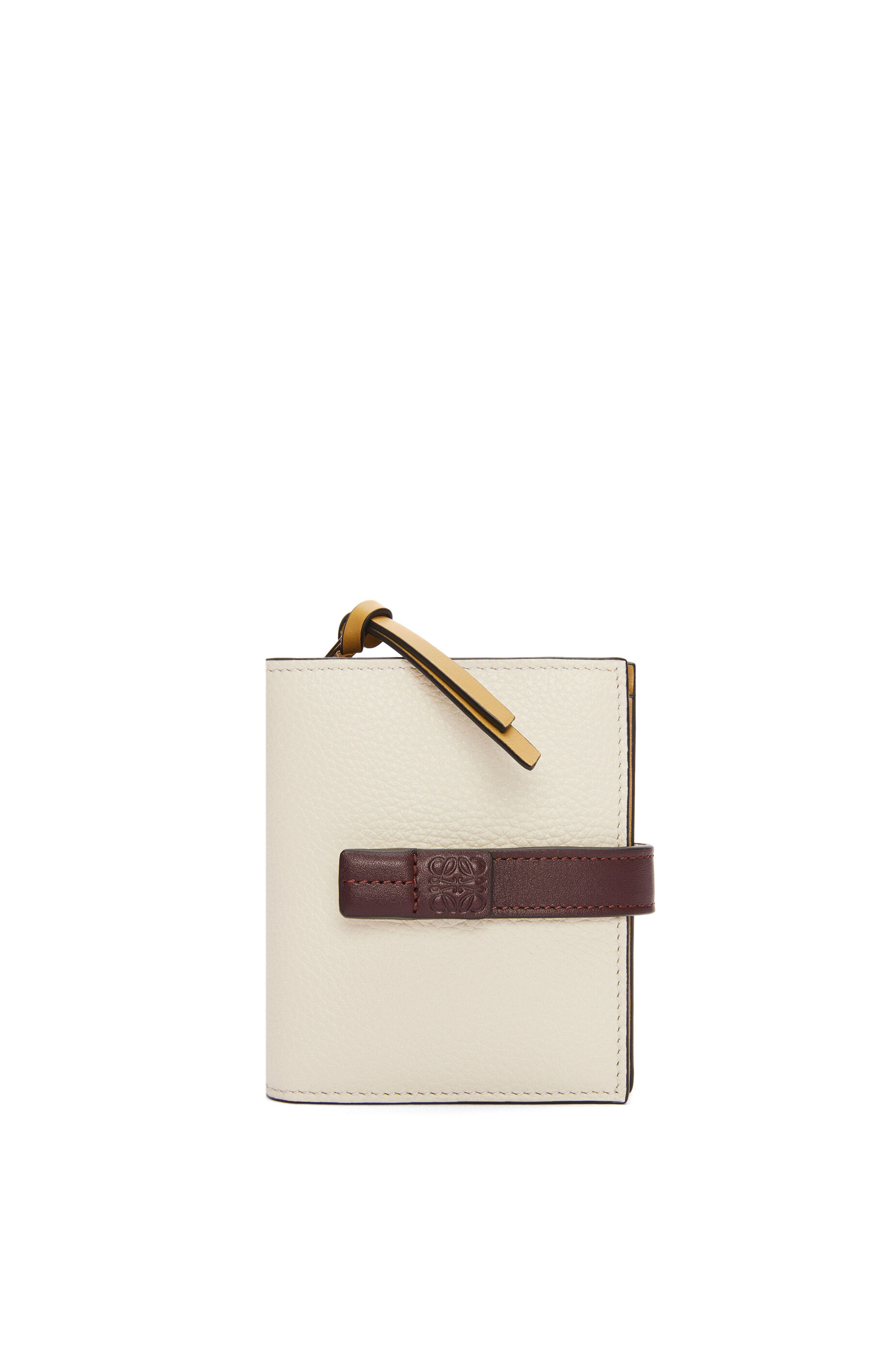 Compact zip wallet in soft grained calfskin Sea Salt Dark Burgundy Sahara LOEWE