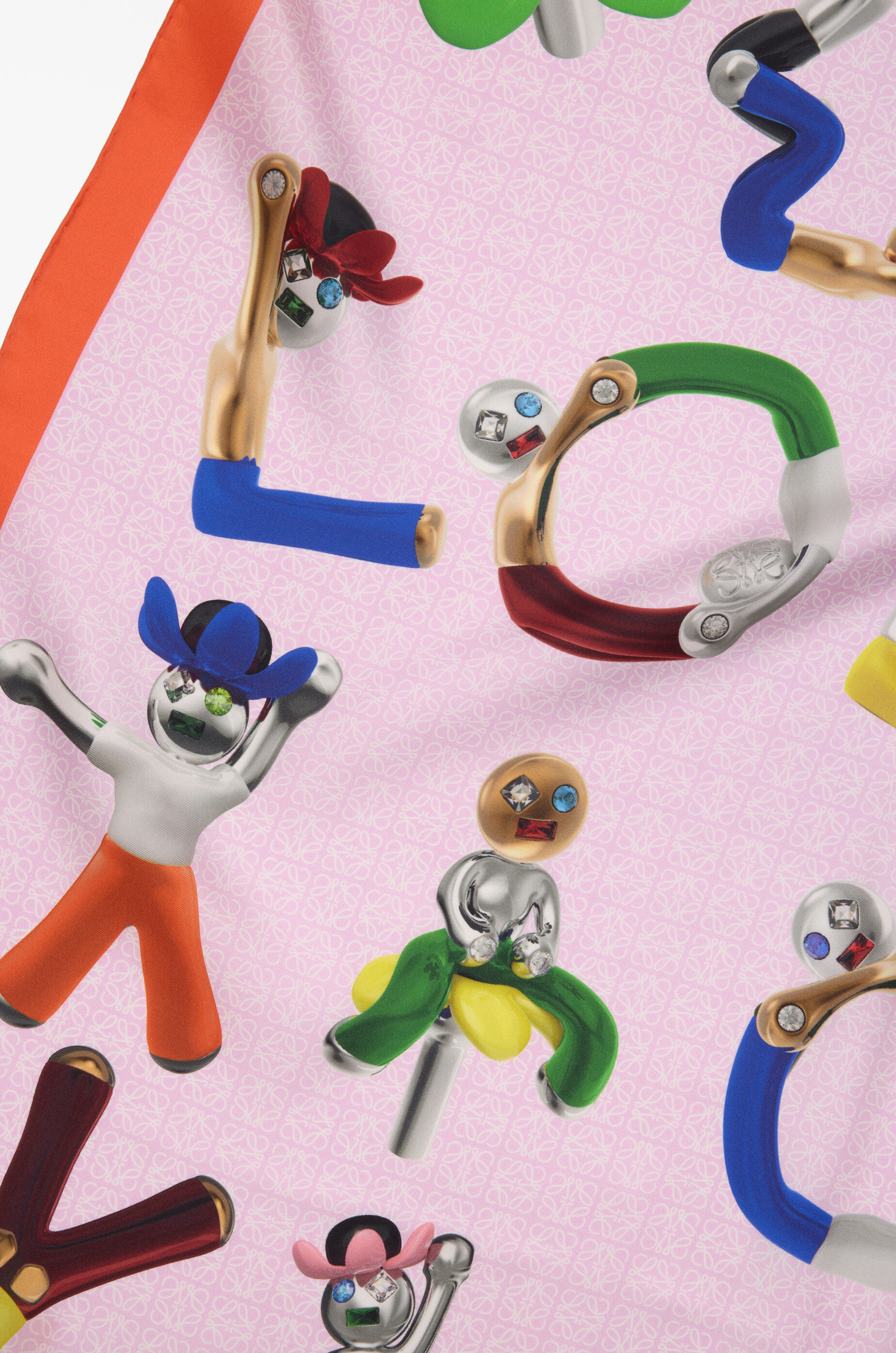 ☆LOEWE☆ スカーフ 大判 アナグラム アラベスク シルク ピンク. スカーフ（シルク） ピンク - LOEWE
