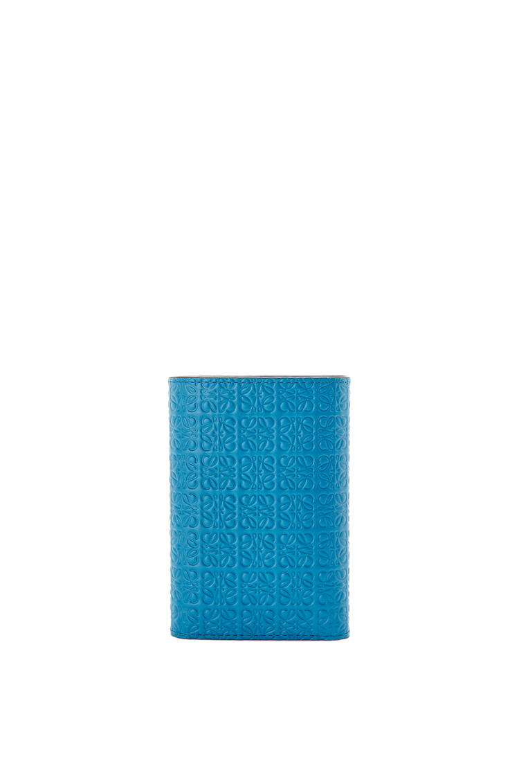 LOEWE Repeat small vertical wallet in embossed calfskin Lagoon Blue