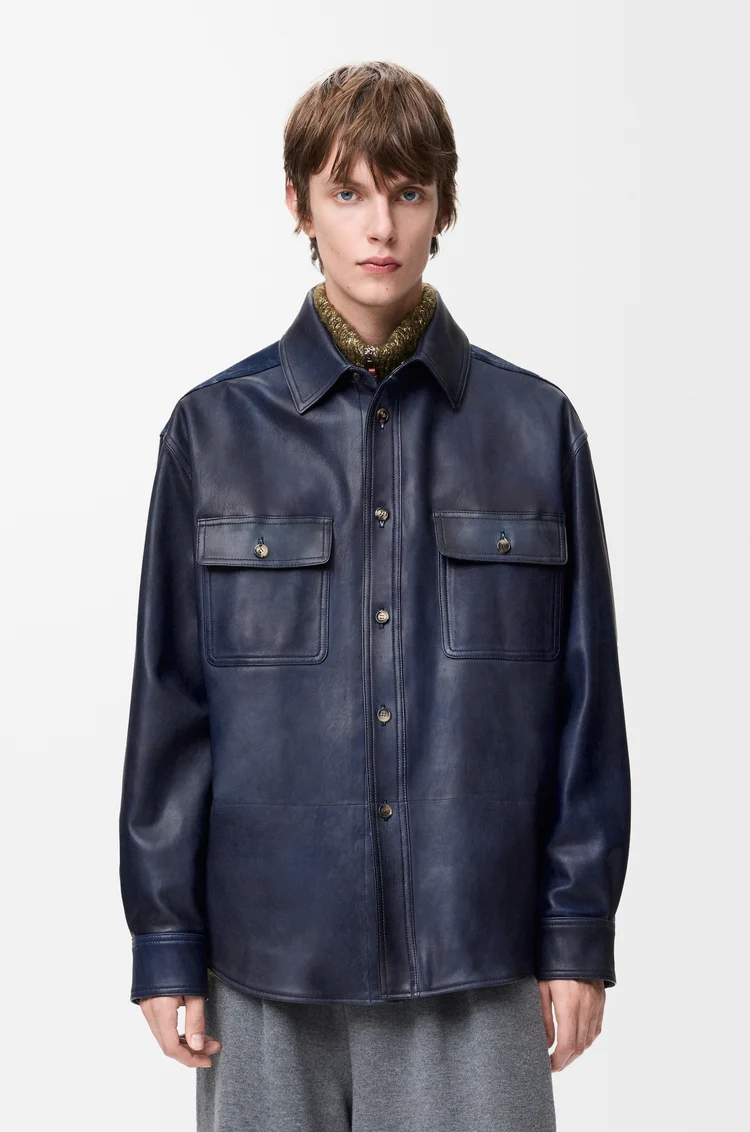 LOEWE オーバーシャツ（ナパラム&コットン） ネイビーブルー