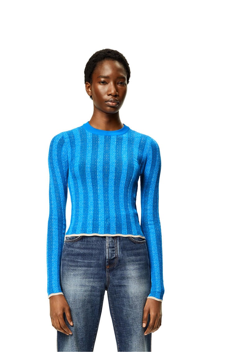 LOEWE Anagram devore sweater in viscose Light Blue pdp_rd