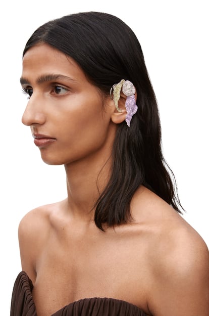 LOEWE Glitter Fragment ear cuff in sterling silver and crystals  Silver/Light Mauve/Pale Yellow plp_rd