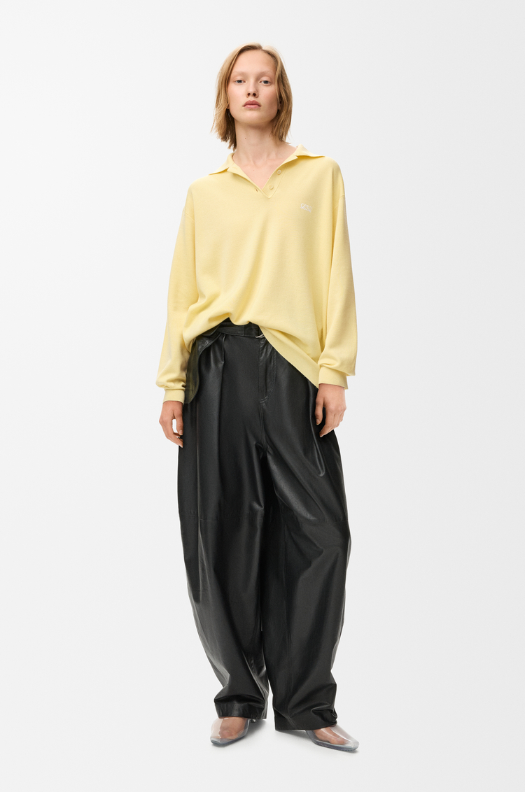 LOEWE Polopullover aus einer Kaschmir- und Seiden-Mischung Hellgelb