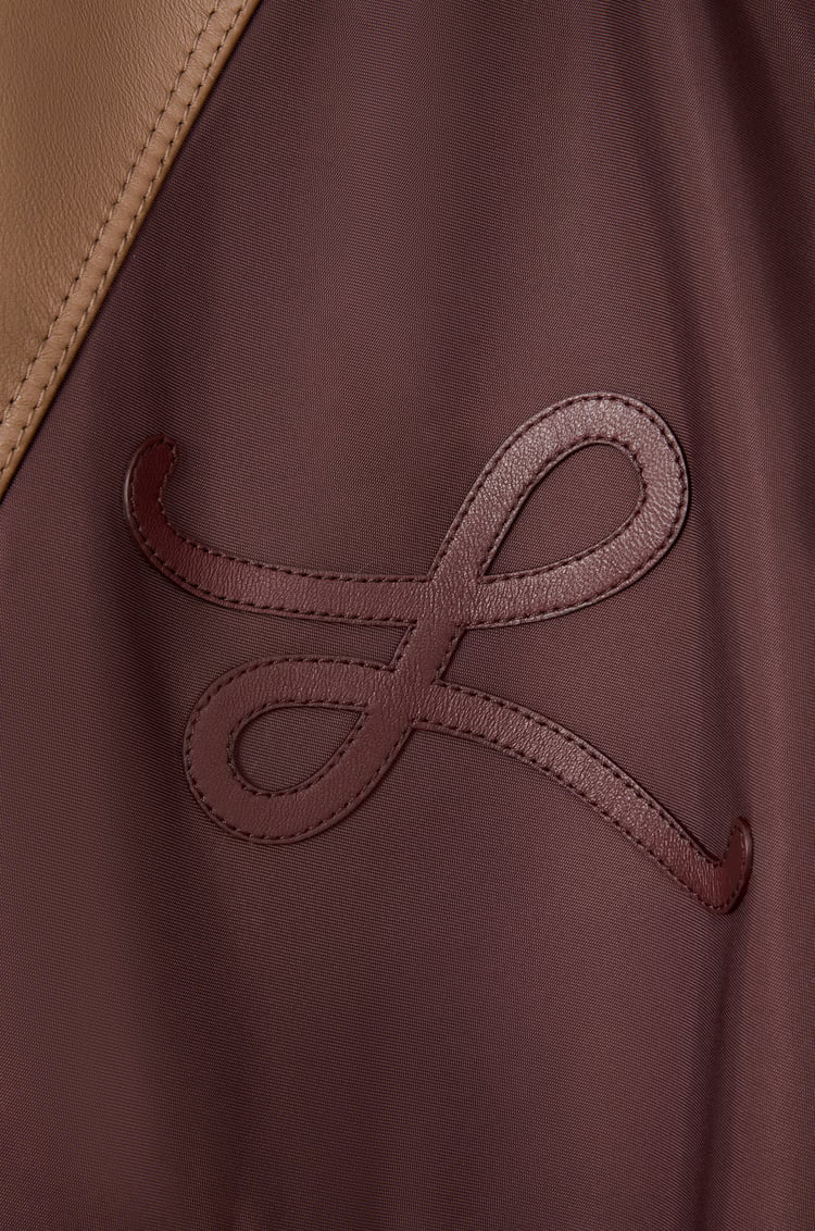 LOEWE Chaqueta bomber en nailon, piel napa de cordero y ante Marrón
