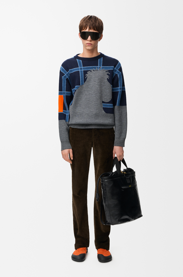 LOEWE Sweater in wool Grey/Multicolour