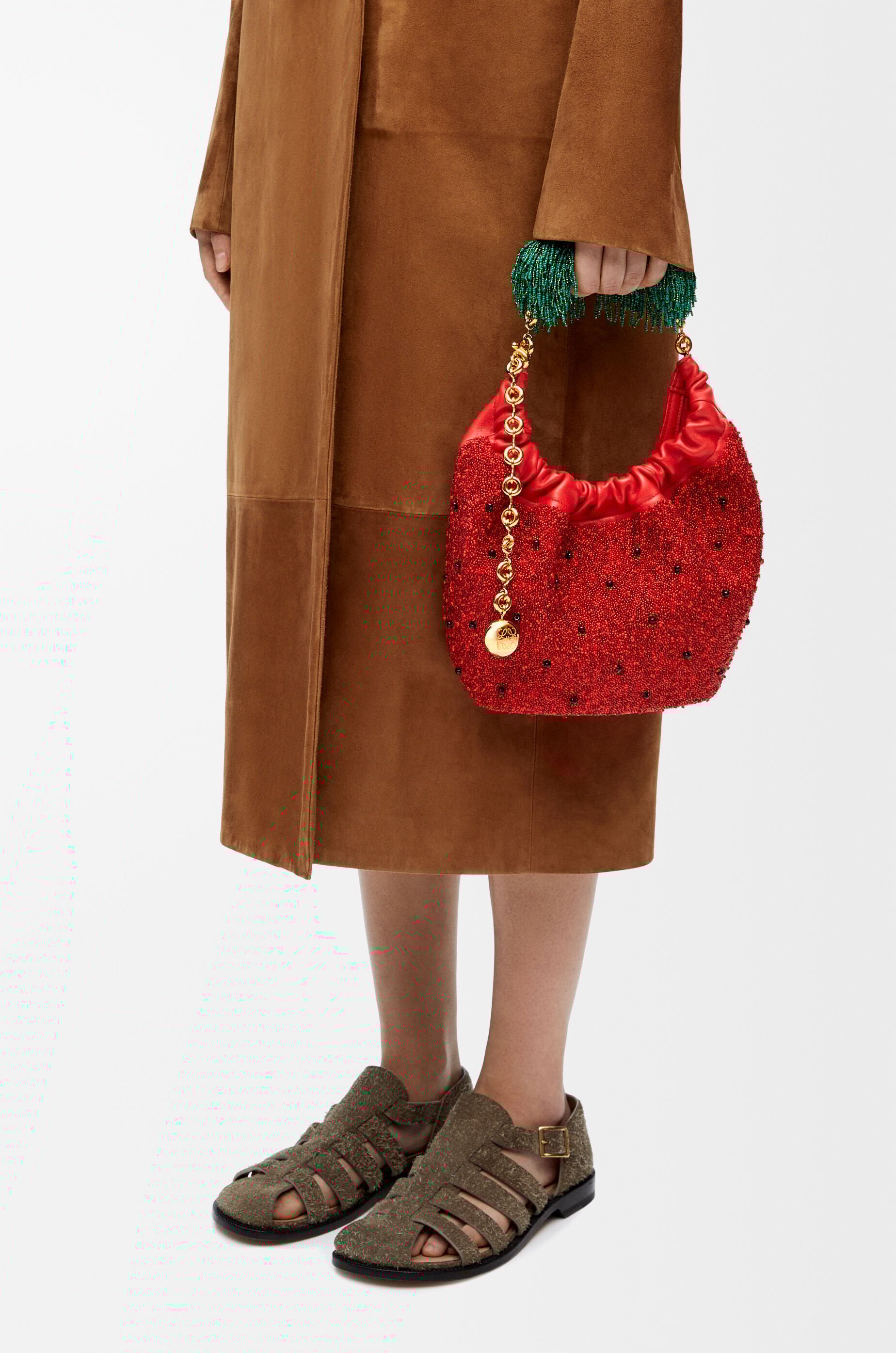 スクイーズバッグ ミニ（ビーズレザー） レッド - LOEWE
