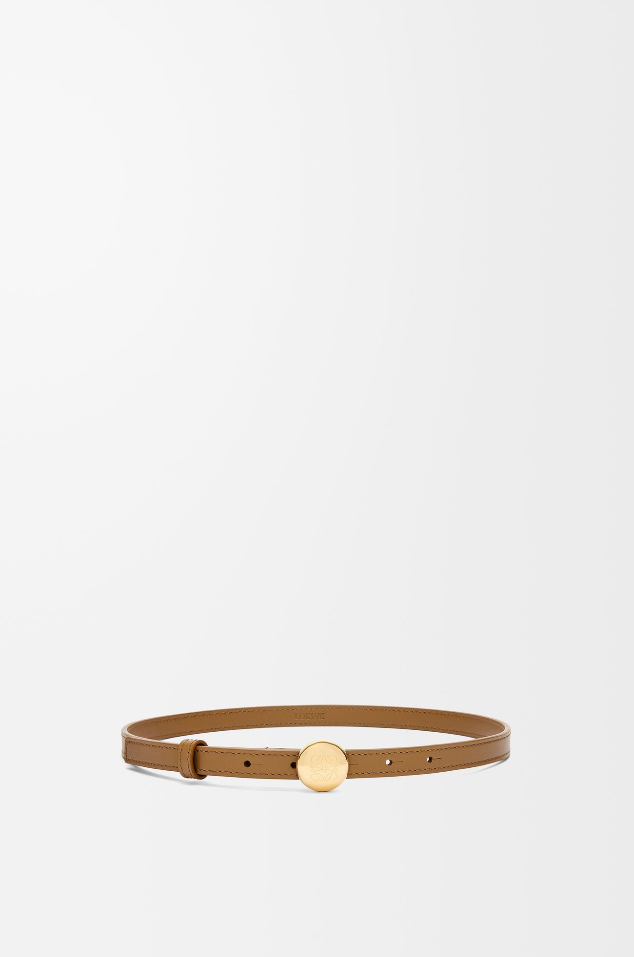 LOEWE 光滑小牛皮 Pebble 皮帶 橡木色/金色