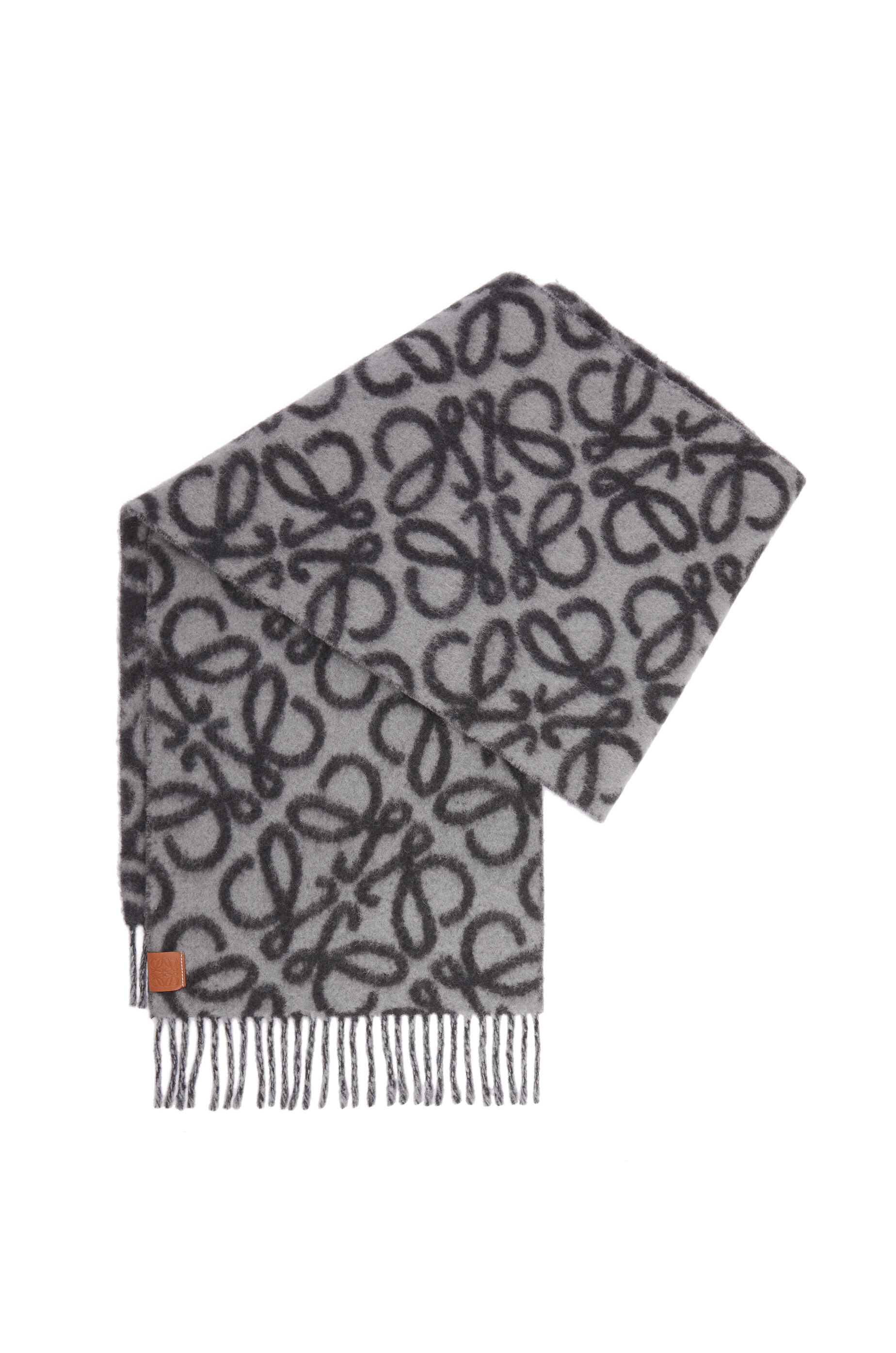 Anagram scarf in alpaca and wool Black Grey LOEWE