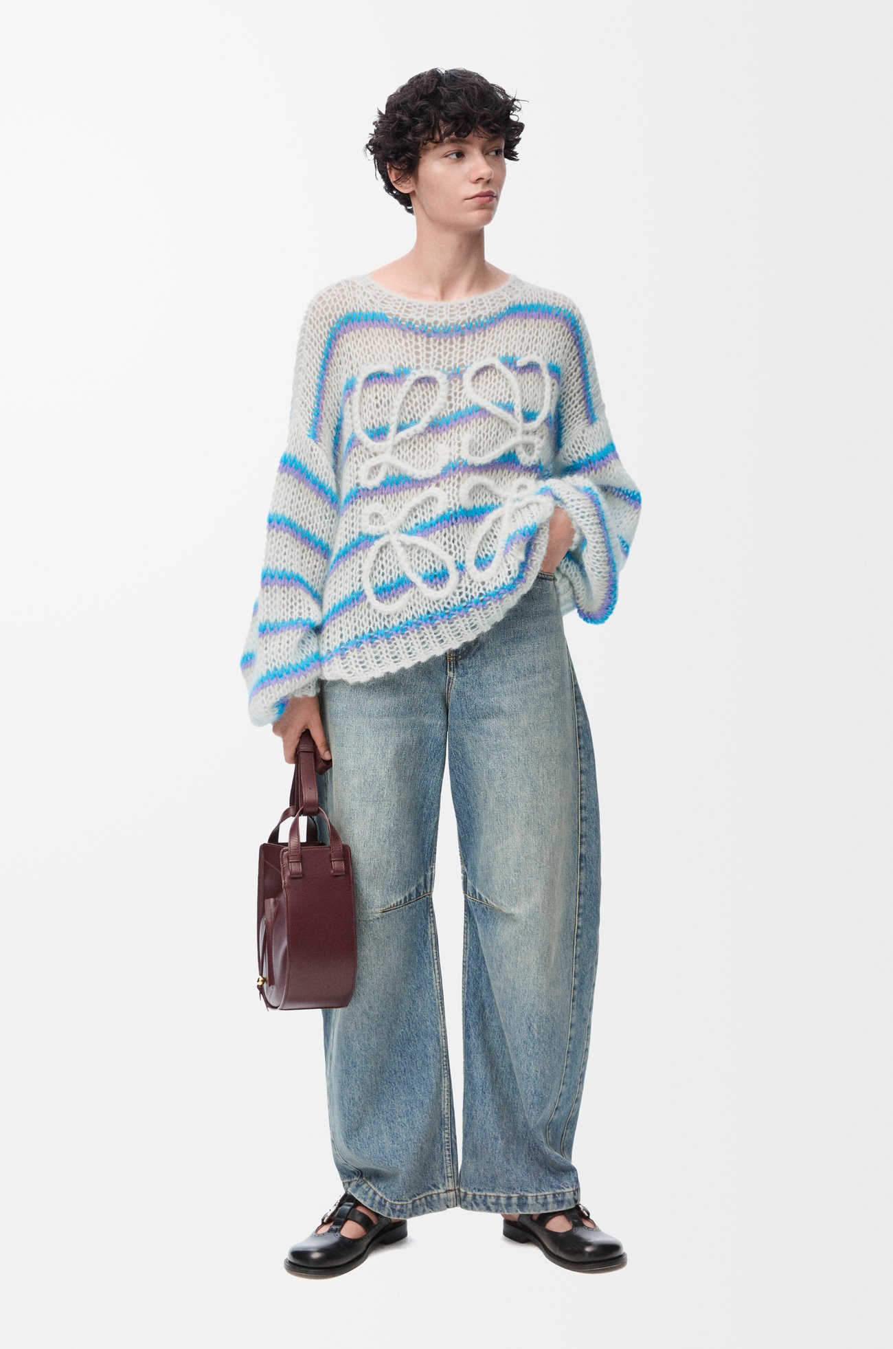 LOEWE 马海毛混纺 Anagram 毛衣 白色/多色