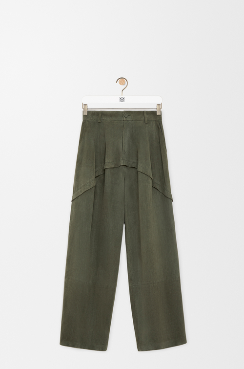 LOEWE Trousers in suede Khaki Green