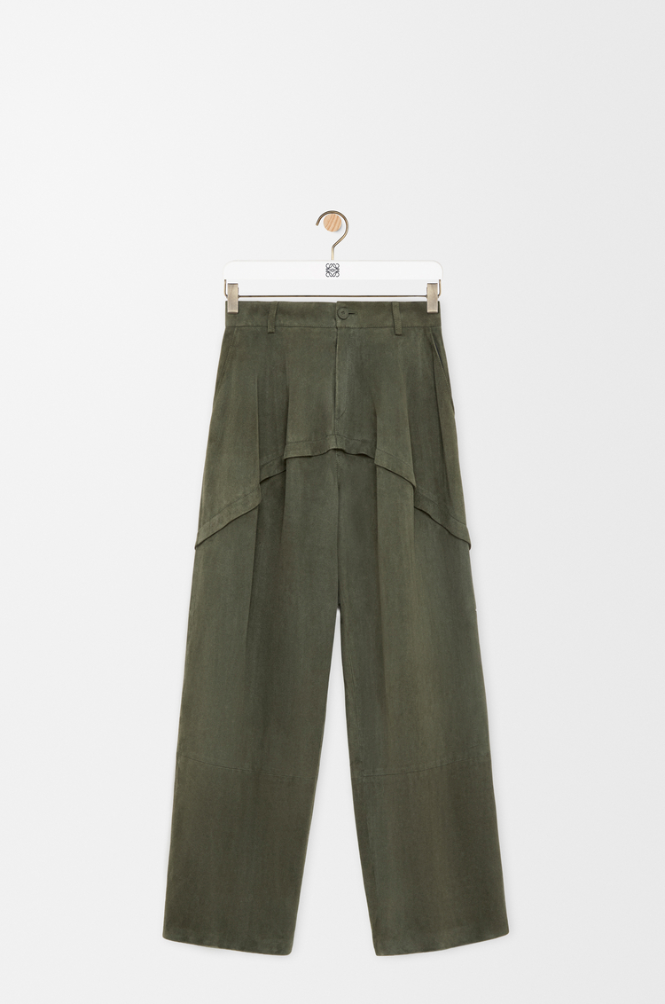 LOEWE Trousers in suede Khaki Green