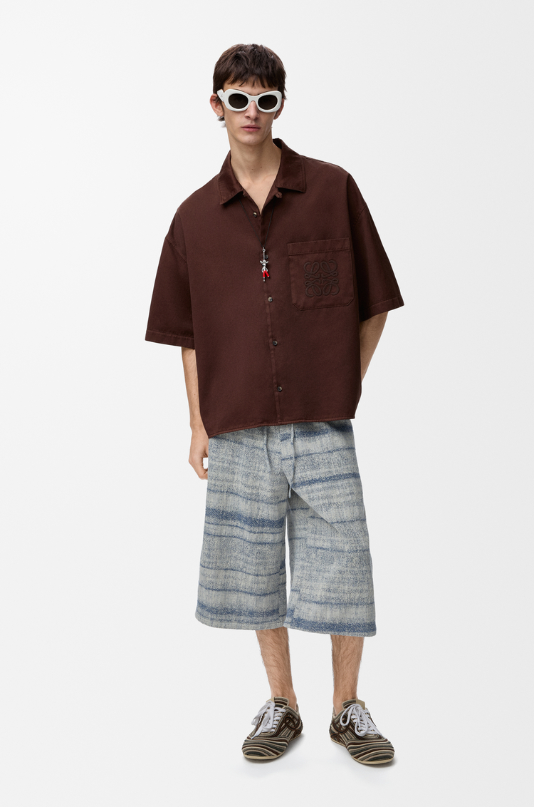 LOEWE Camisa de manga corta en algodón Marrón Chocolate
