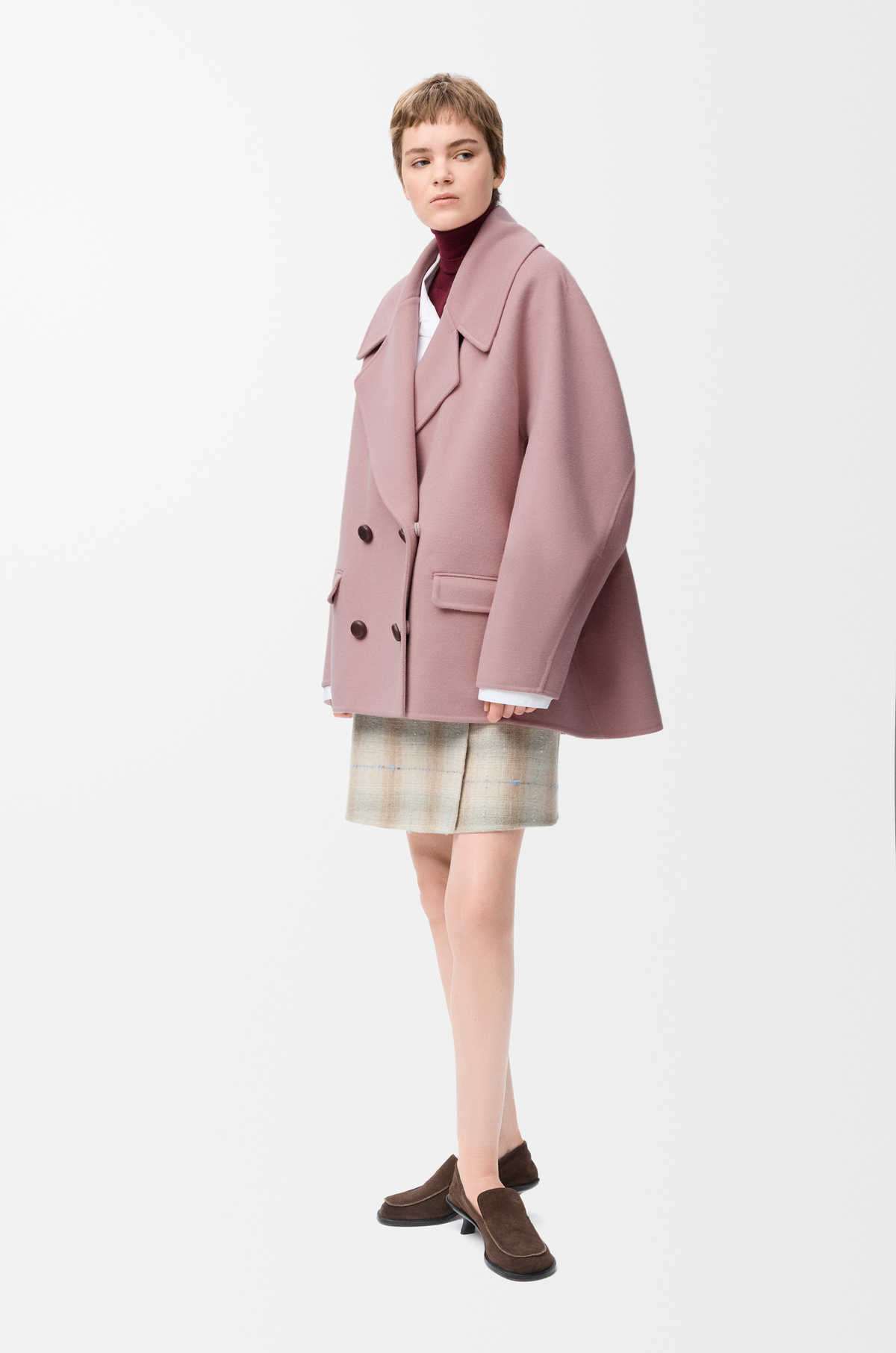 Short coat in wool Pink - LOEWE International official website