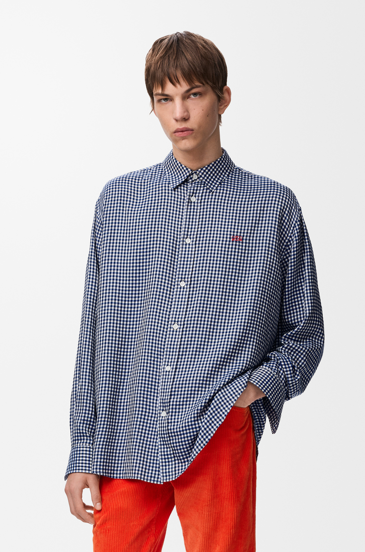 LOEWE Shirt in silk Blue/White