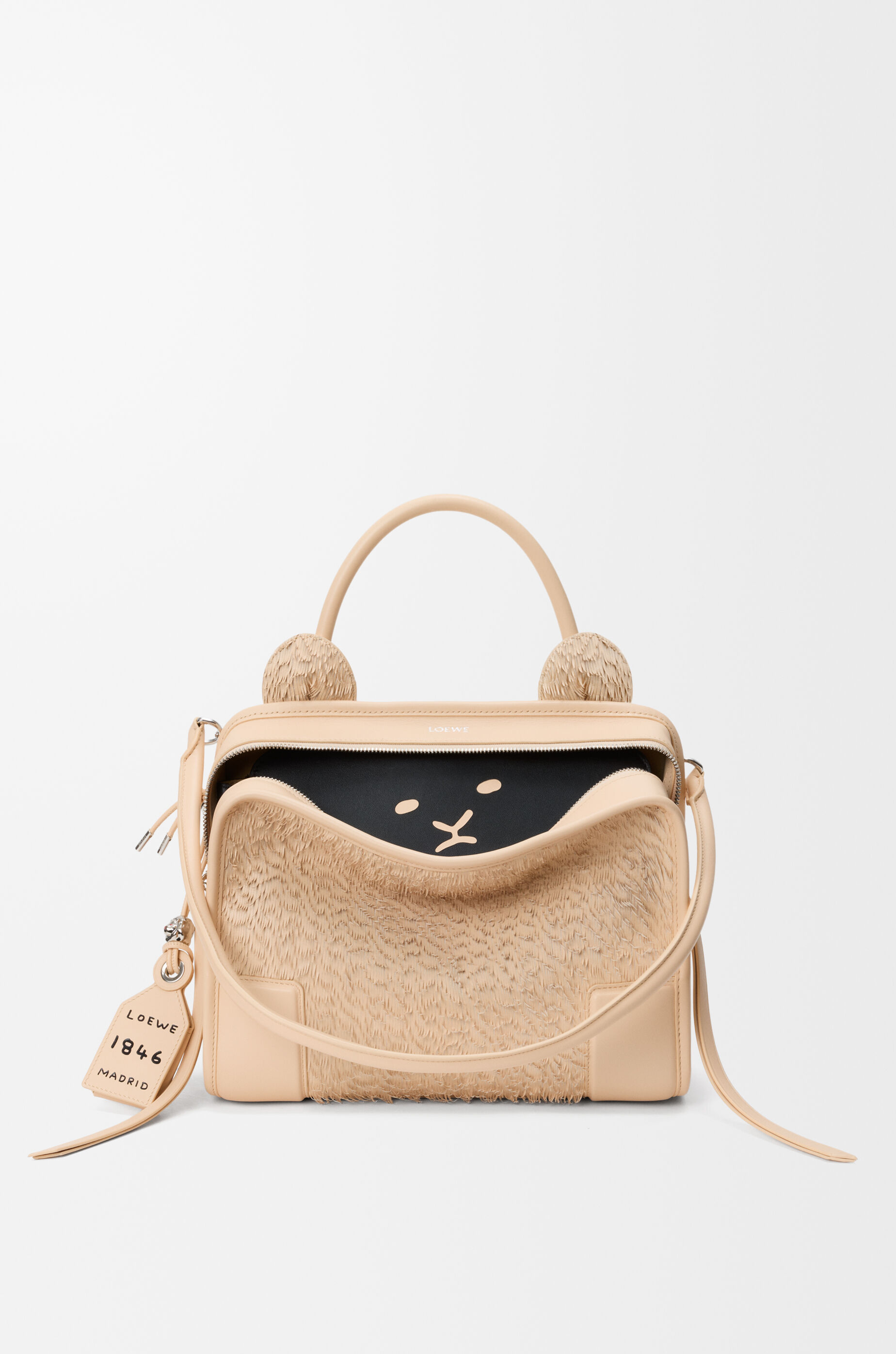 Medium Lion Fringed Cut Amazona 180 bag in nappa lambskin Beige