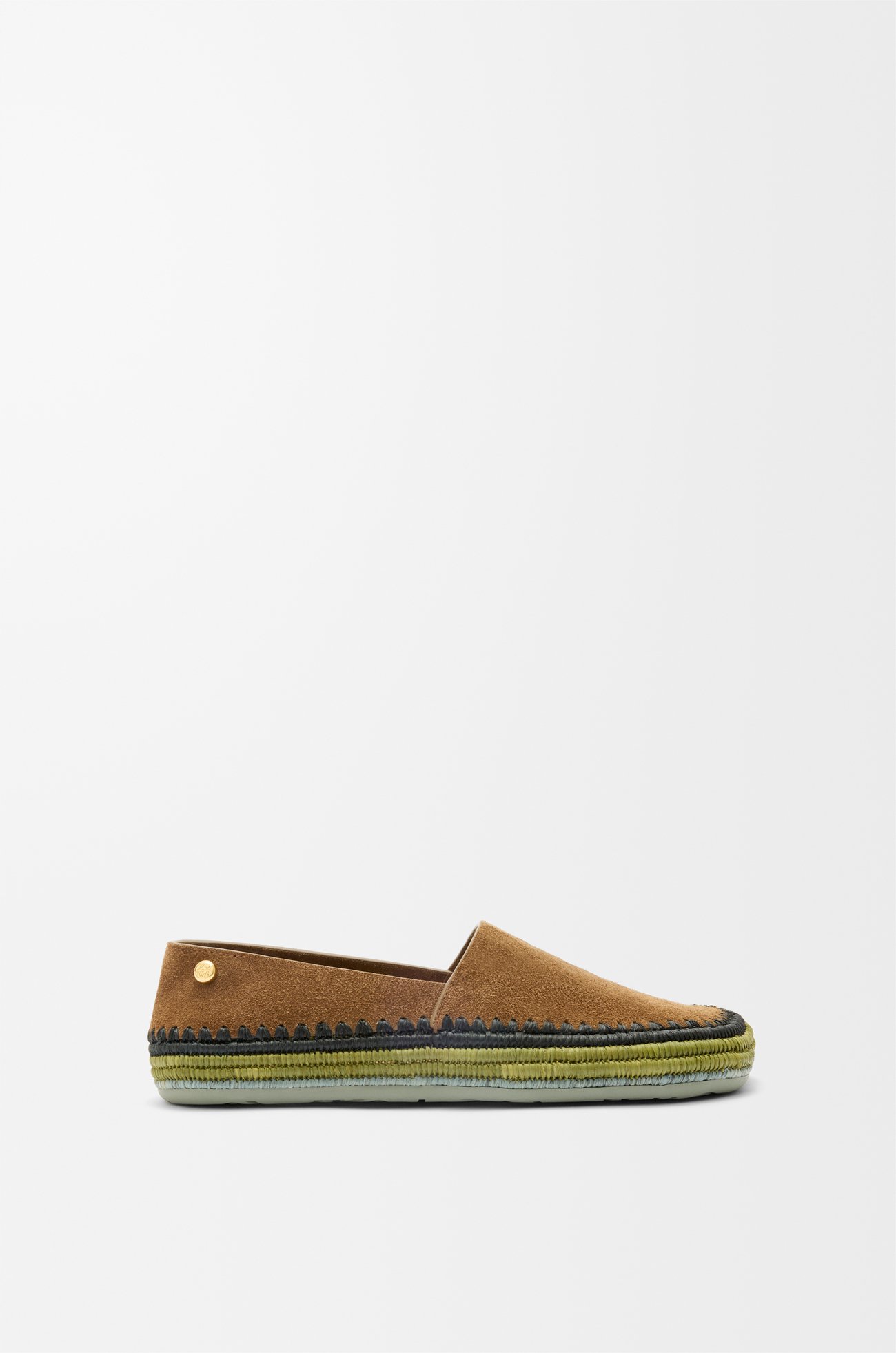 LOEWE Rio slipper in suede and raffia Brown