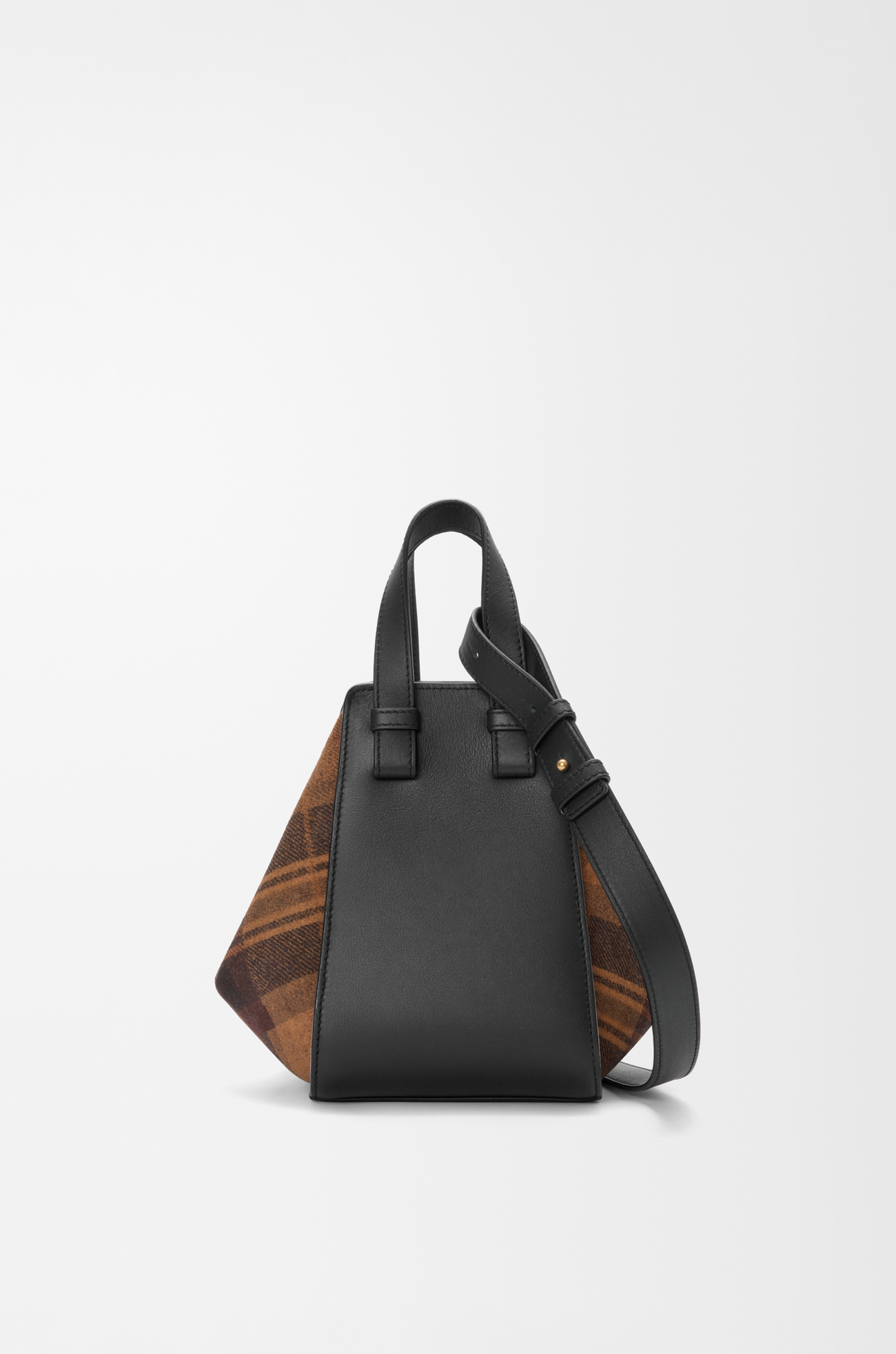 LOEWE Compact Hammock bag in suede and classic calfskin Tan/Black