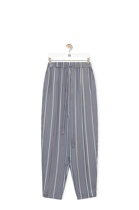 LOEWE Stripe balloon trousers in silk Grey/Navy Blue