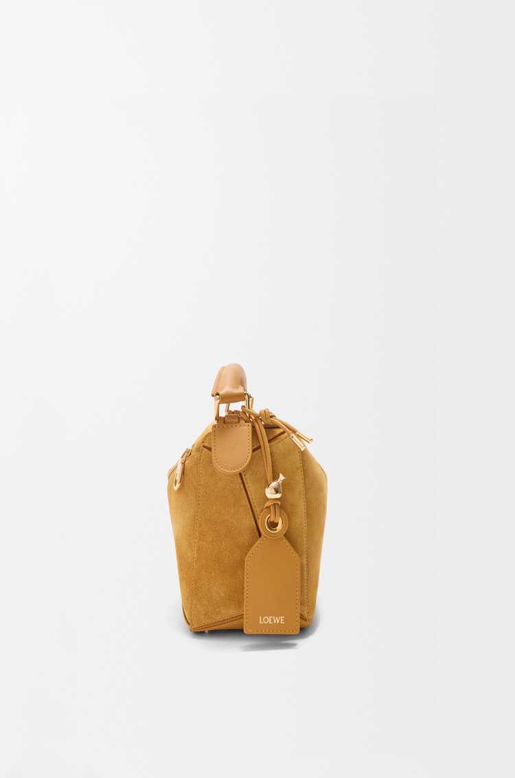 LOEWE Small Featherlight Puzzle bag in suede Ocra