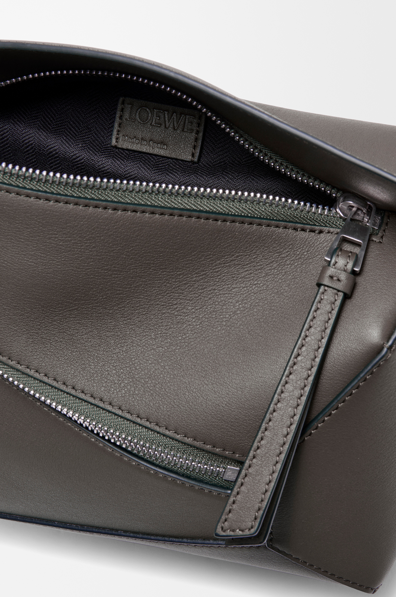 LOEWE Small Puzzle Edge bumbag in classic calfskin Dark Grey