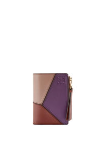 LOEWE Puzzle slim zip bifold wallet in classic calfskin Dark Blush/Dark Rust