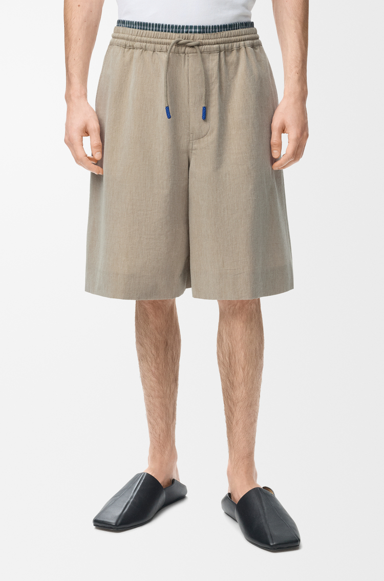 LOEWE Short à coulisse en laine et coton Beige
