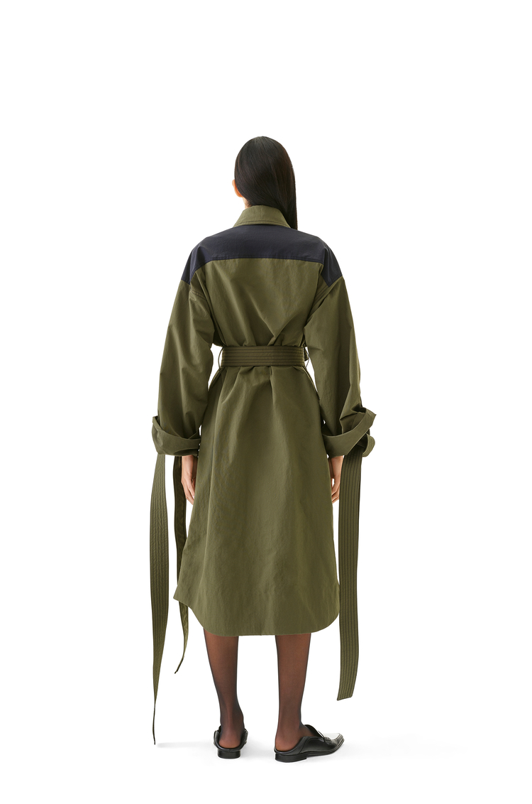 LOEWE NYLON OVERSIZE COAT Black/Khaki Green