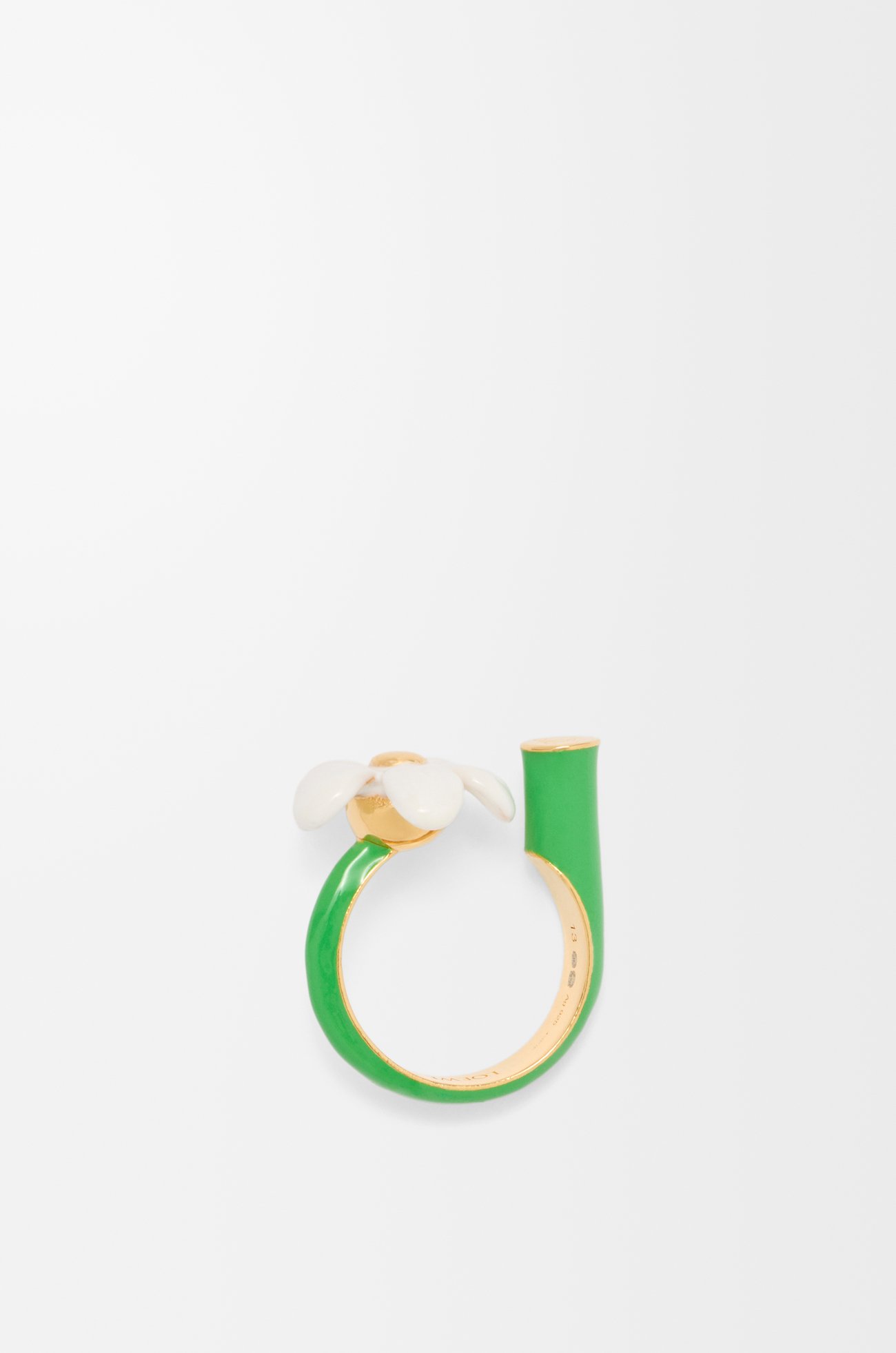 LOEWE Flor ring in sterling silver and enamel Gold/White