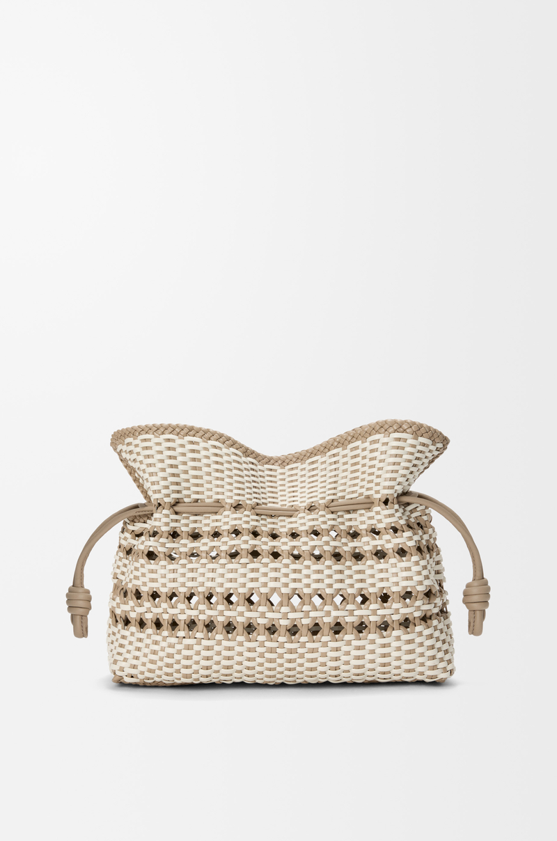 LOEWE フラメンコクラッチ ミディアム （ウーブンナパカーフ） ソフトホワイト/グレージュ