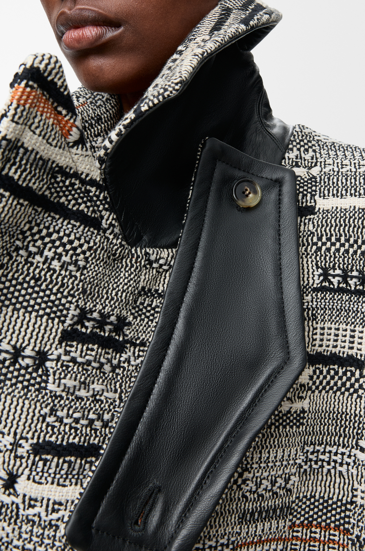 LOEWE Coat in cotton jacquard Black/White