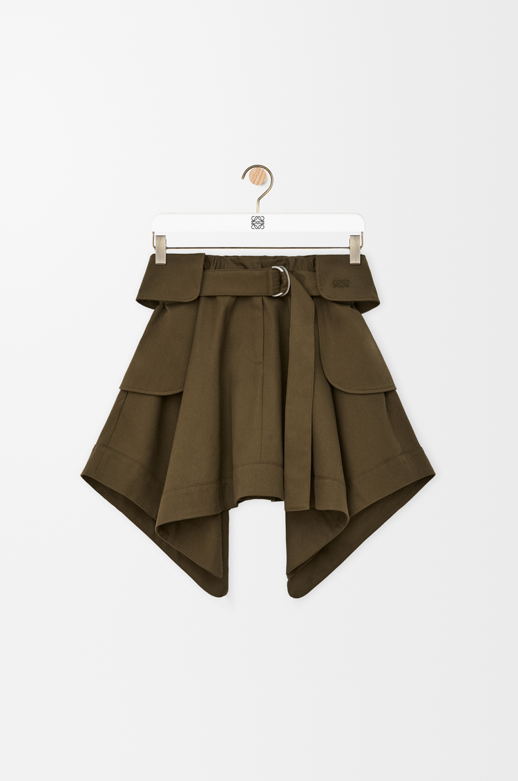 LOEWE 棉質和真絲工裝裙子 卡其綠