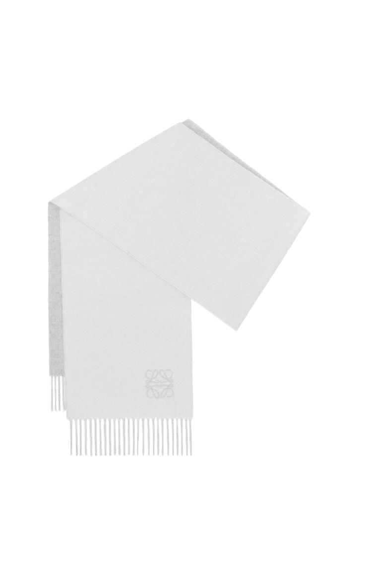 LOEWE バイカラー スカーフ (ウール&カシミヤ) ホワイト/ライトグレー