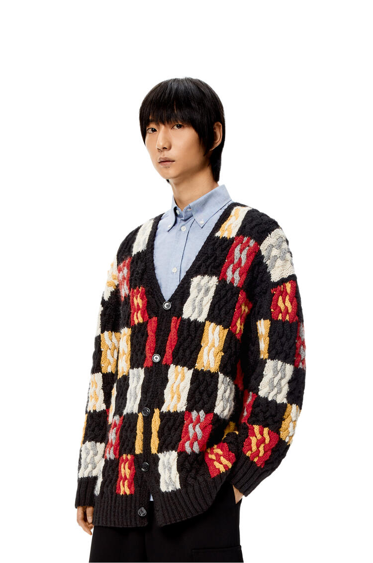 LOEWE Patchwork cardigan in wool and alpaca Black/Multicolor pdp_rd