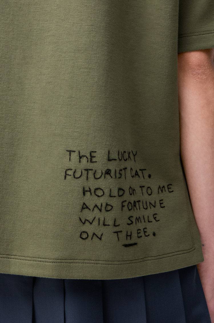 LOEWE Camiseta de corte regular en mezcla de algodón Verde Caqui