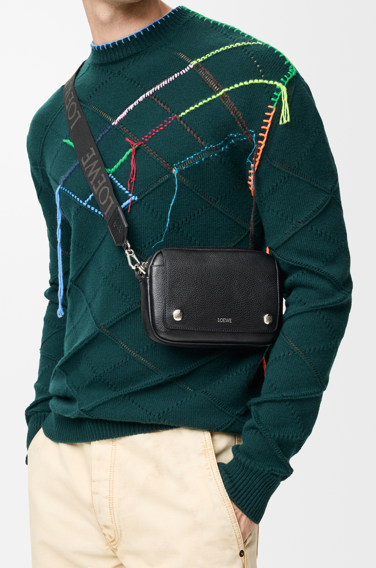 LOEWE Small Pebble messenger bag in supple grained calfskin Black