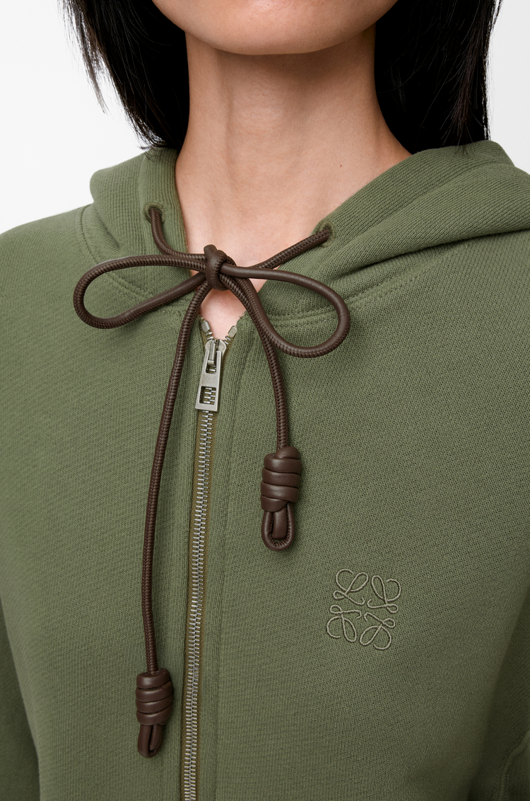 LOEWE Flamenco hoodie in cotton and cashmere Khaki Green
