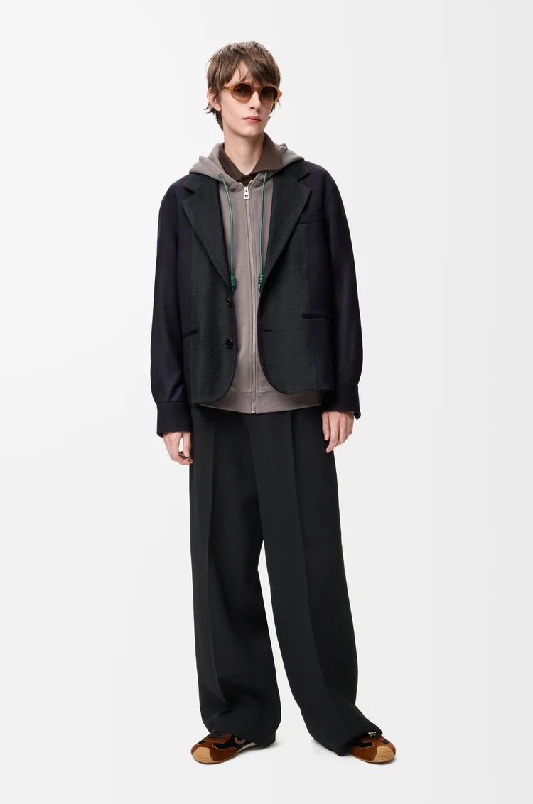 LOEWE Giacca ibrida in lana Blu Navy/Grigio