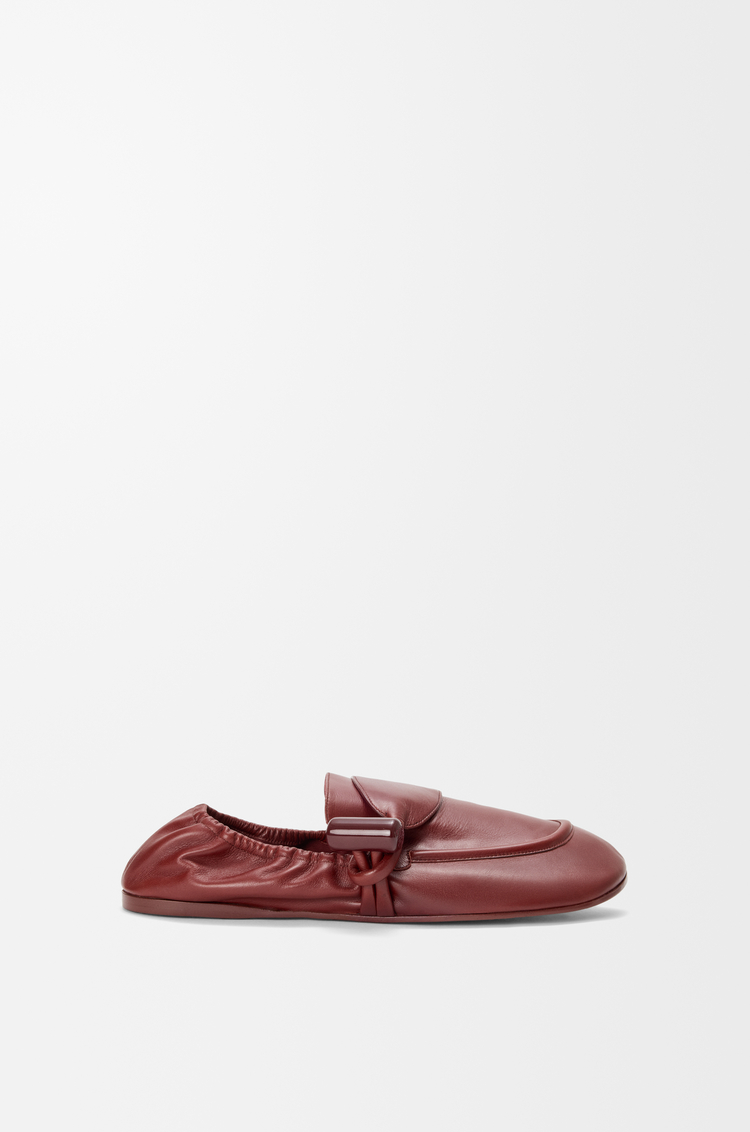 LOEWE 亮面光滑牛皮革 Toggle 乐福鞋 焦糖红