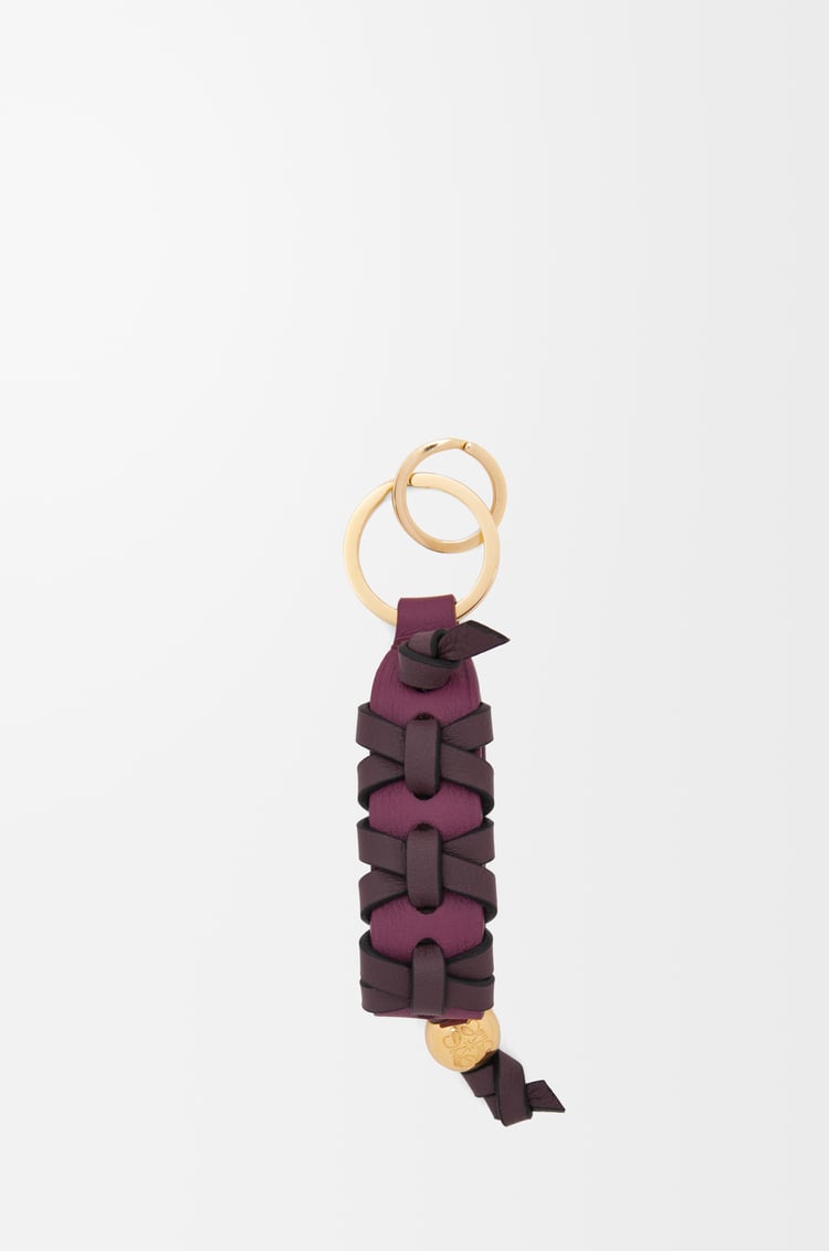 LOEWE Cross braided keyring in classic calfskin Crimson/Dark Burgundy