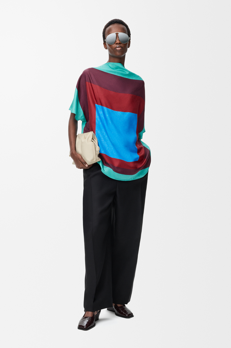 LOEWE Haut foulard en soie Vert/Rouge/Multicolore