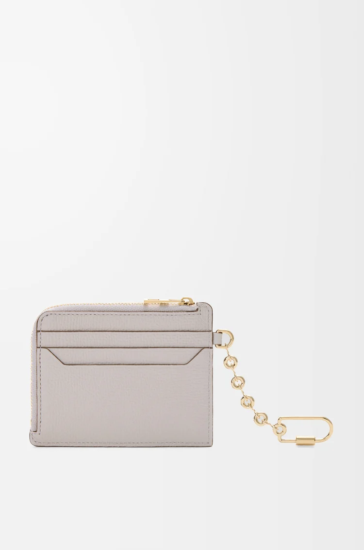 LOEWE Anagram square coin cardholder in pebble grained calfskin Light Ghost Grey