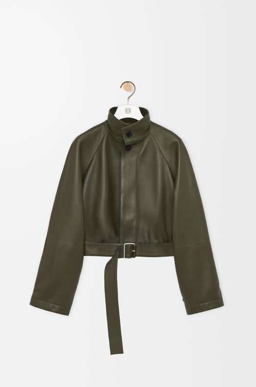 LOEWE Short trench in nappa lambskin Khaki Green
