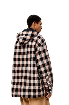 LOEWE Quilted check hooded shirt in cotton Grey/Multicolour plp_rd
