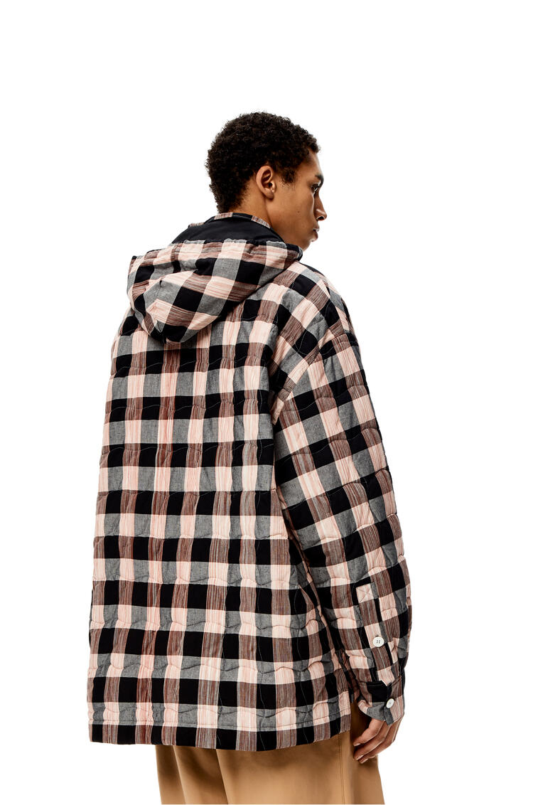 LOEWE Quilted check hooded shirt in cotton Grey/Multicolour pdp_rd