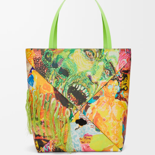XL Puzzle Fold tote in classic calfskin Green LOEWE - Main Image