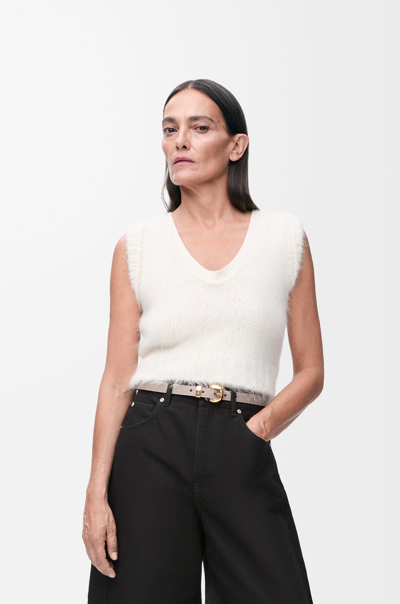 LOEWE ぺブル ベルト（スムースカーフ） サンド/ゴールド