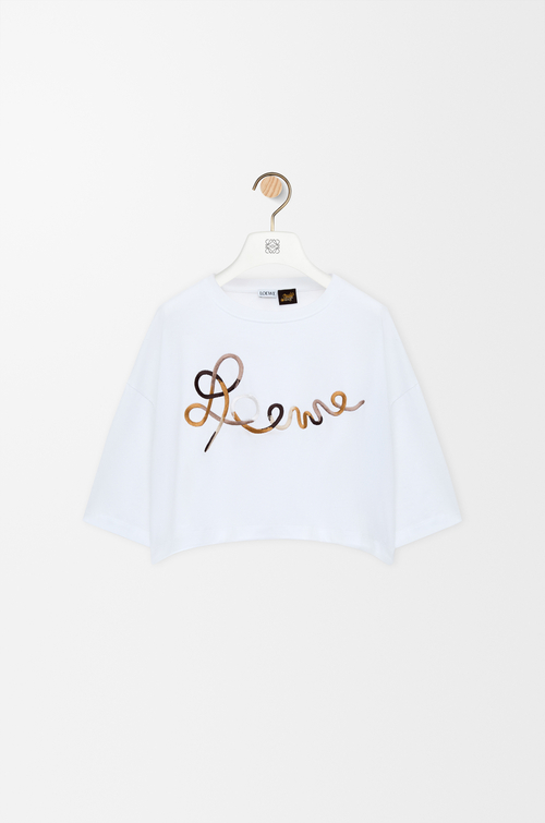 LOEWE Cropped fit T-shirt in cotton White