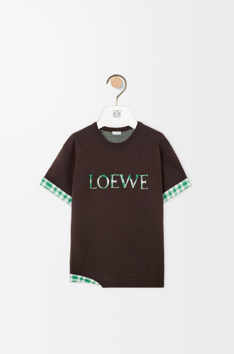 LOEWE Oberteil aus Wolle und Baumwolle Braun/Weiß