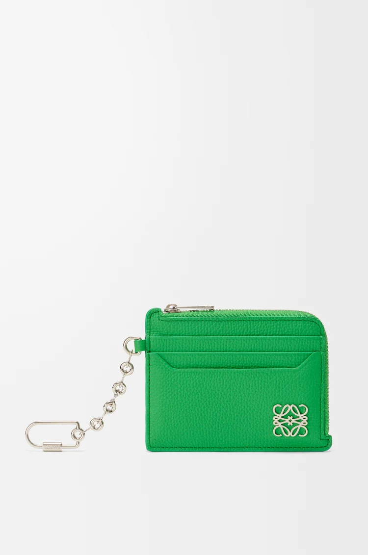 LOEWE 애너그램 스퀘어 코인 카드홀더 - 페블 그레인 카프스킨 클로버 그린